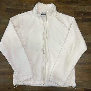 ✅ Columbia cream fleece zip up sweater broken zipper